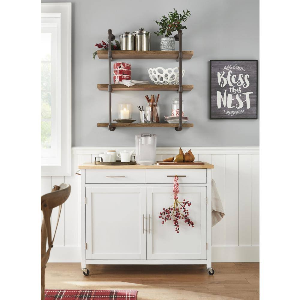 White Kitchen Cart with 2 Drawers P92521