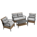 4 Piece Grey Wicker Sofa Set with Cushions X6616