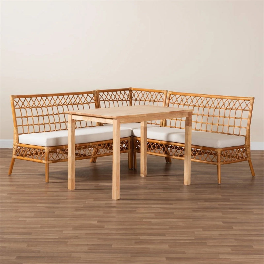 Honey Rattan 4-Piece Dining Nook Set T663050