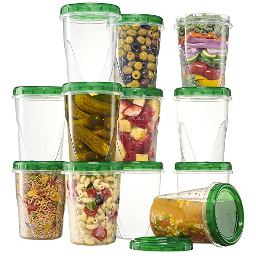 6 Pack 16 oz Green Plastic Food Storage Containers with Screw on Lid Z726