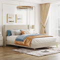 Queen Size Beige Corduroy Upholstered Platform Bed with Headboard A8454