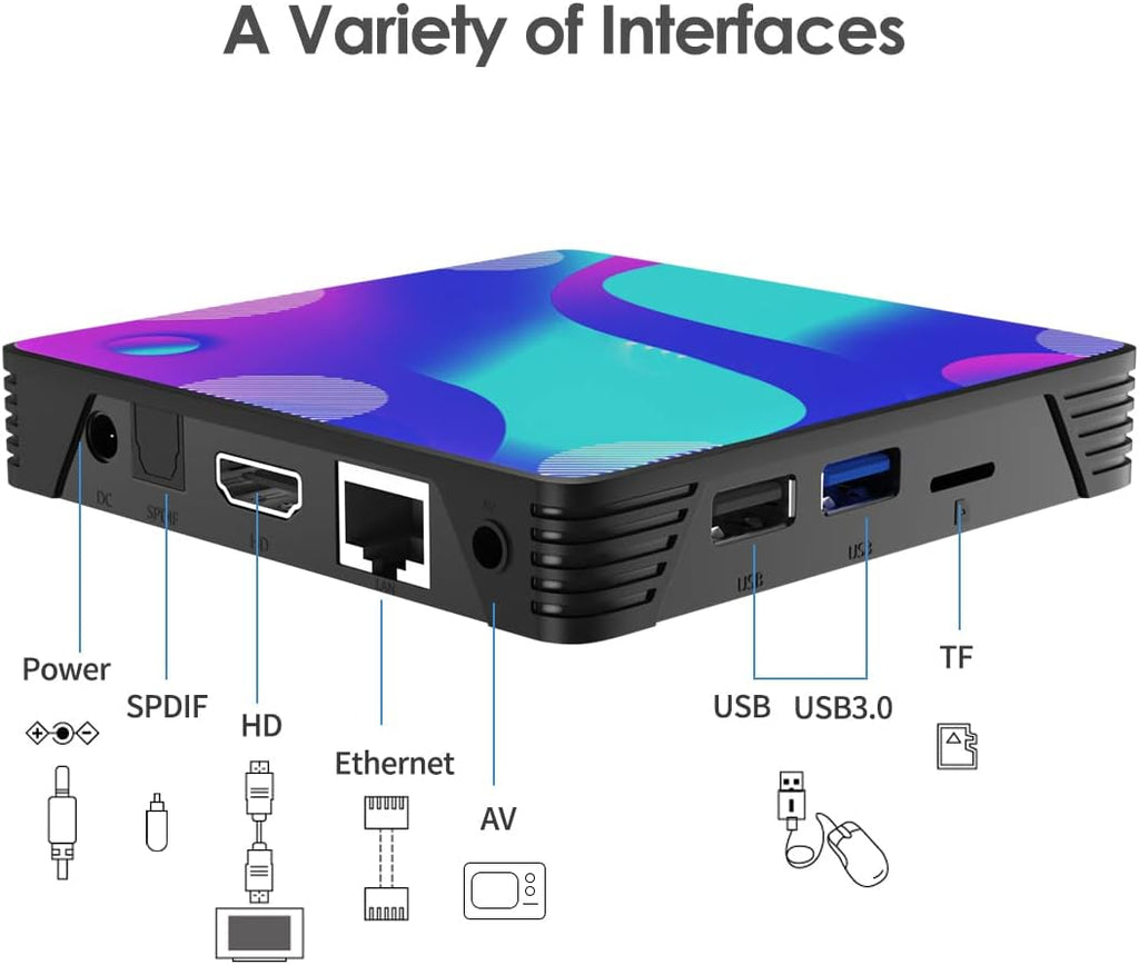 TV Box with Backlit Mini Keyboard, 4GB RAM 64GB ROM, Dual-WiFi, 4K UHD, Pack of 2 J789