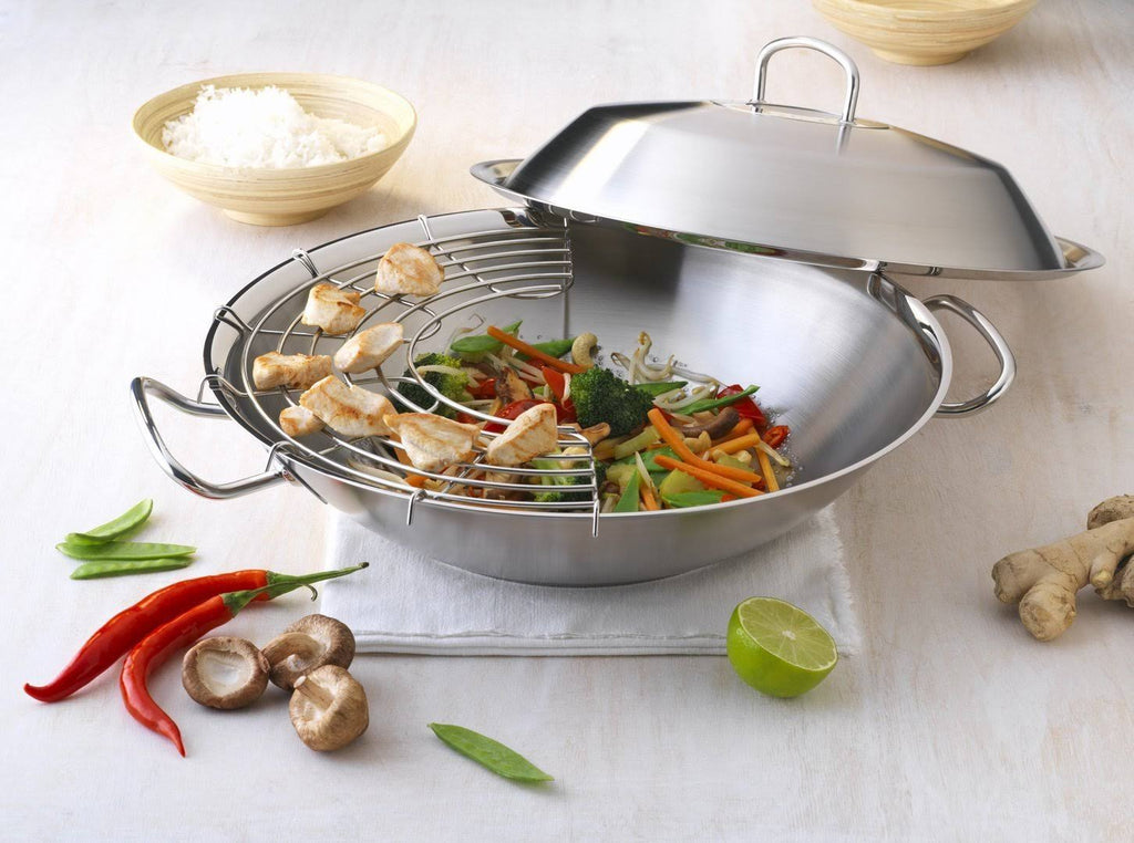 Stainless Steel Wok with Metal Lid W1214