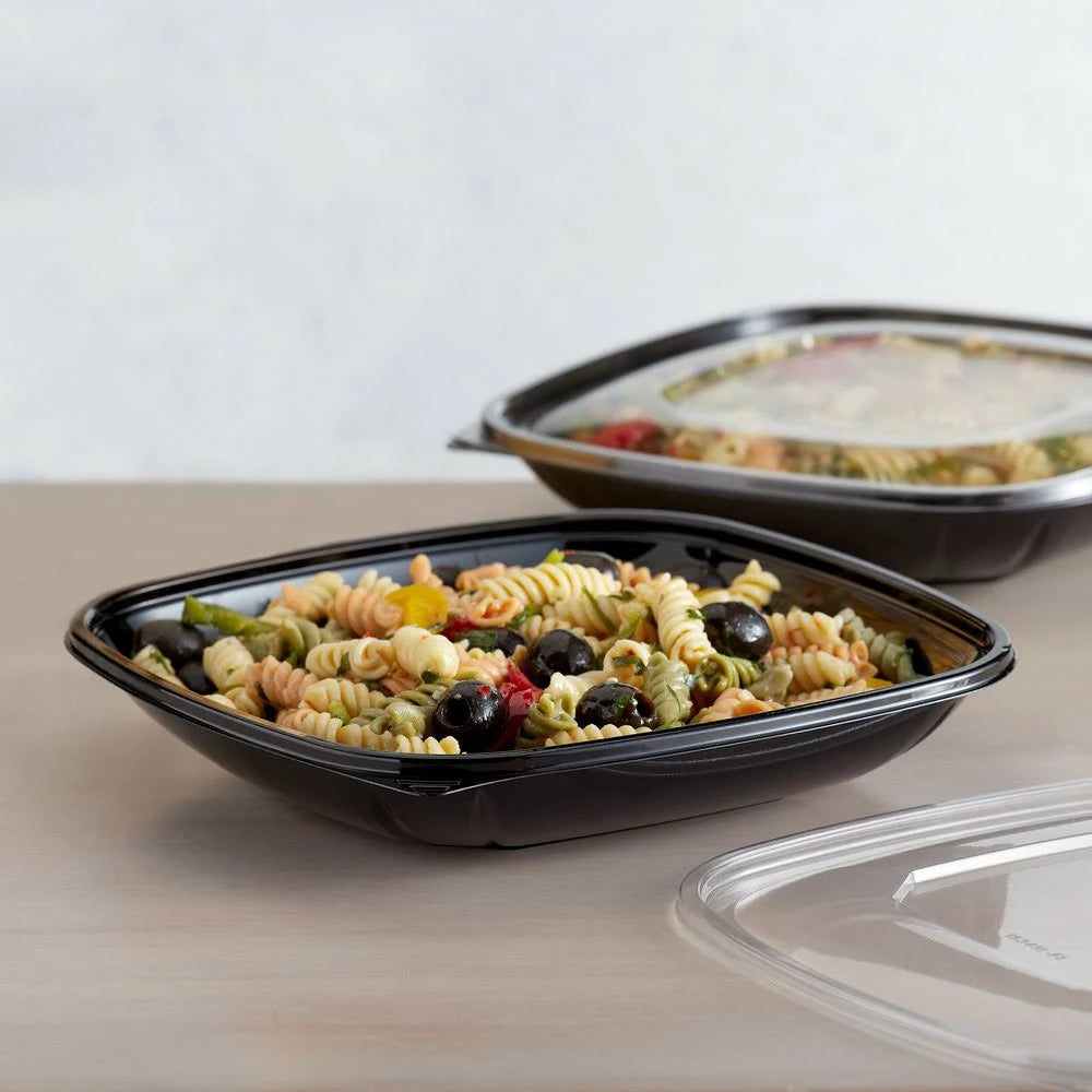 Black 32 oz. Square Pet Plastic Bowl A352