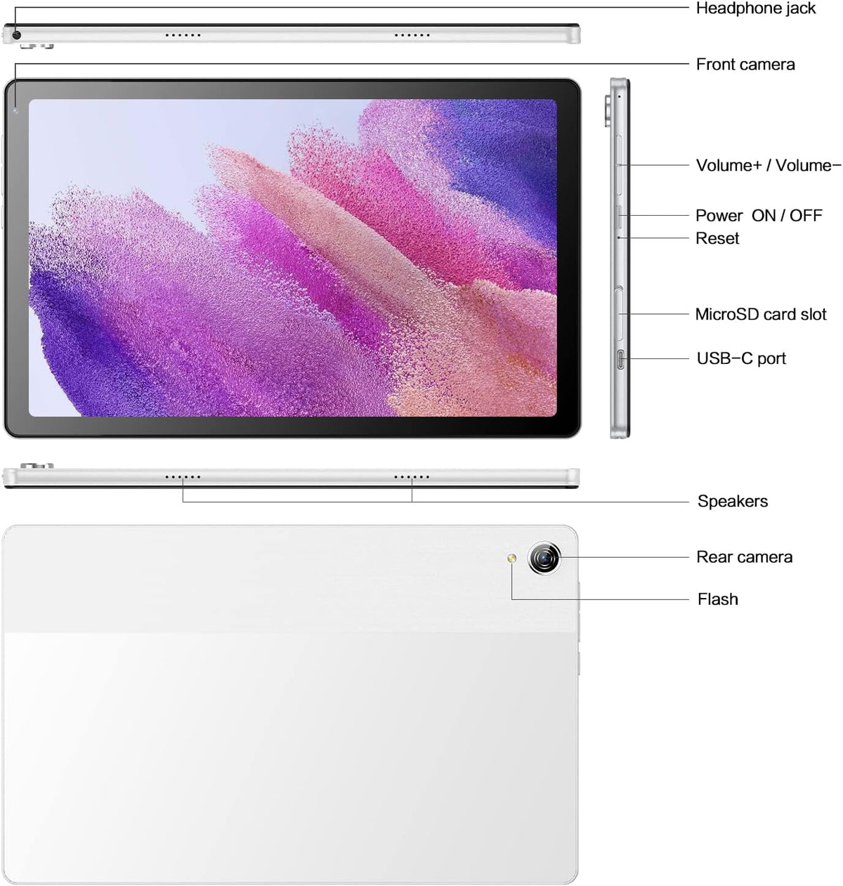 Silver 10.4 inch Android Tablet with 32GB Storage W4800