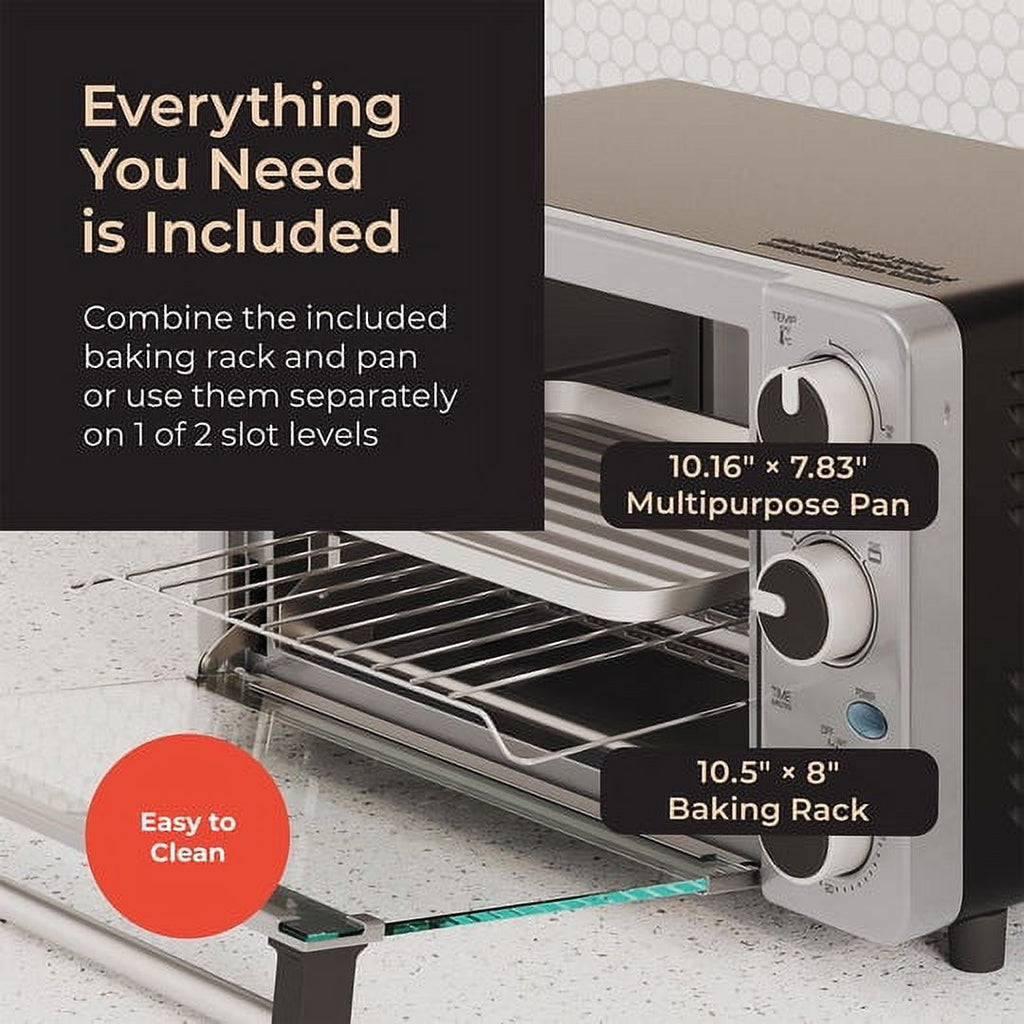 Stainless Steel 4 Slice Toaster Oven with 30 Minute Timer E315415