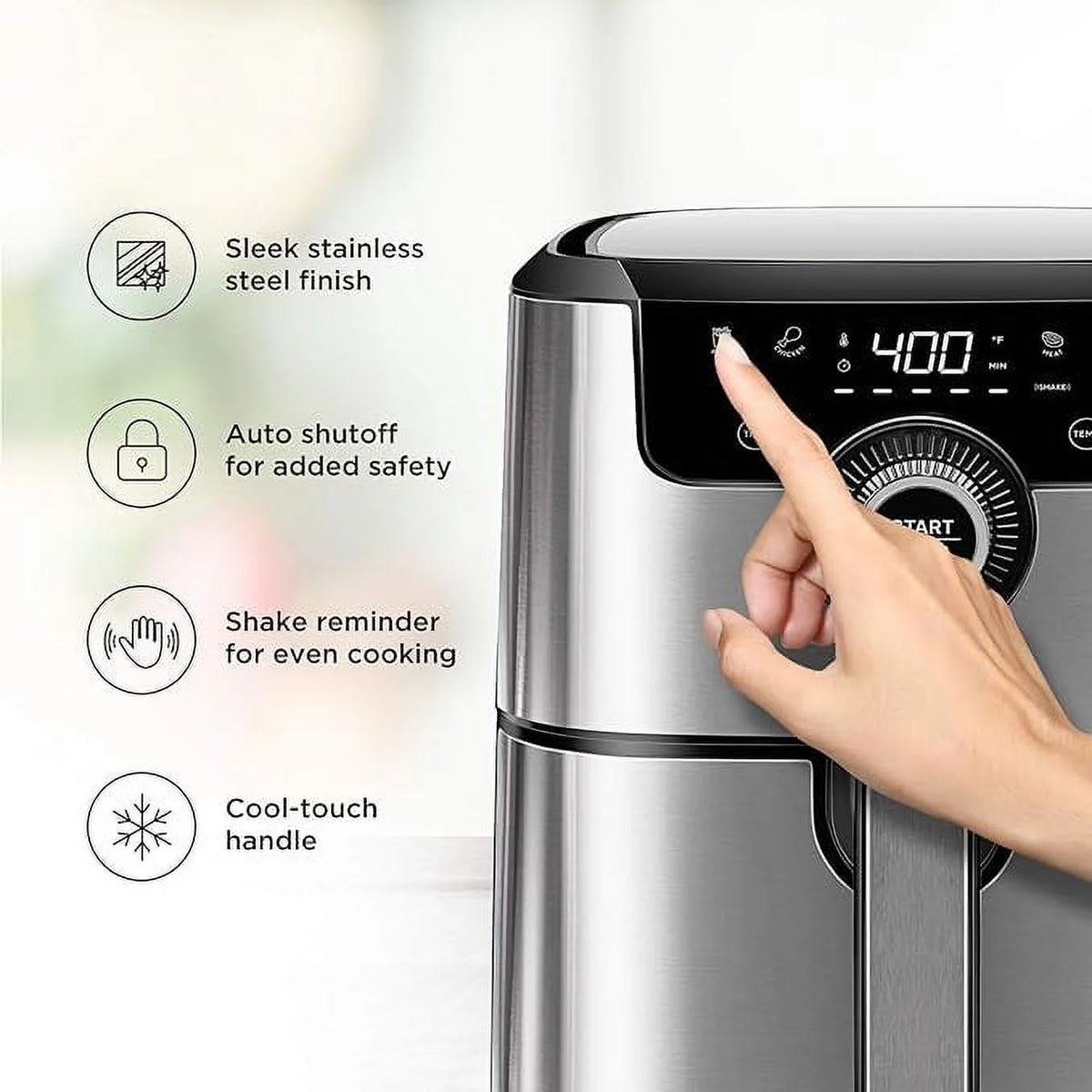 Air Fryer 4.5 Qt Dual Control Temperature Silver U56972