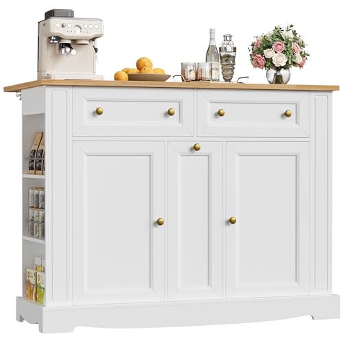 White Kitchen Island with Storage N56494