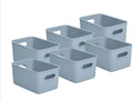 Blue 6 Pack Ribbed Plastic Storage Basket Organizer I464