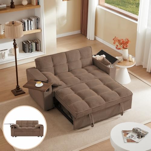 White Corduroy Sleeper Chair Bed with USB Port M577173