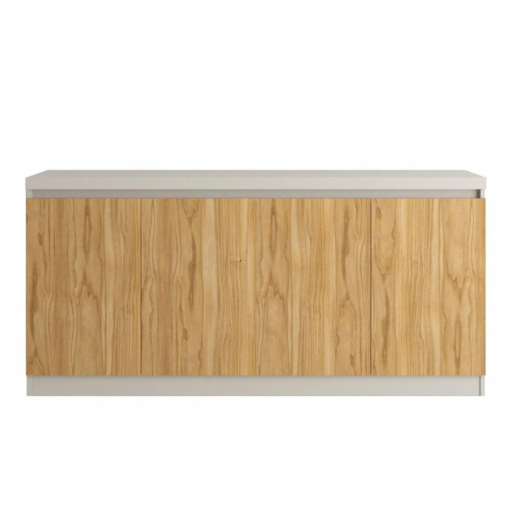 Off White Cinnamon 63" Wood Sideboard with 6 Shelves M132