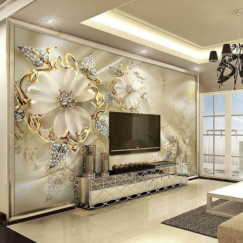Gold Floral Wallpaper R501175