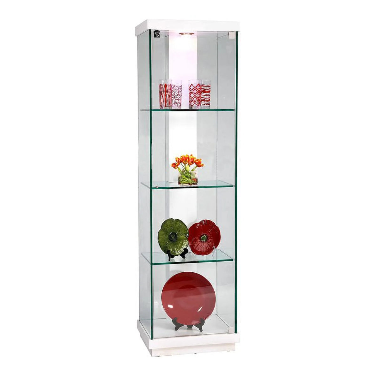 White Steel and Tempered Glass Curio Cabinet N298497