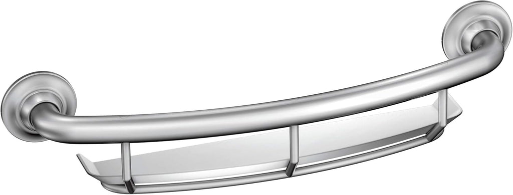 Chrome Curved Bath Safety Grab Bar with Built-in Shelf P363826