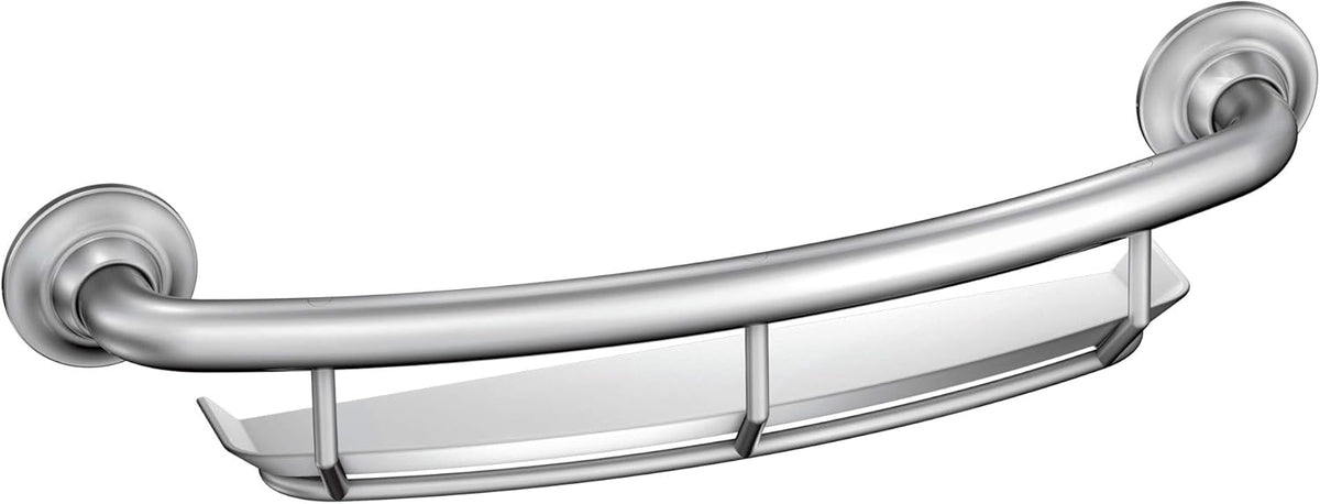 Chrome Curved Bath Safety Grab Bar with Built-in Shelf P363826