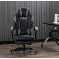 Black/Gray Faux Leather Swiveling PC Game Chair with Footrest P90687