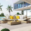 6 Seat PE Rattan Sectional Sofa Set with Adjustable Chaise M501