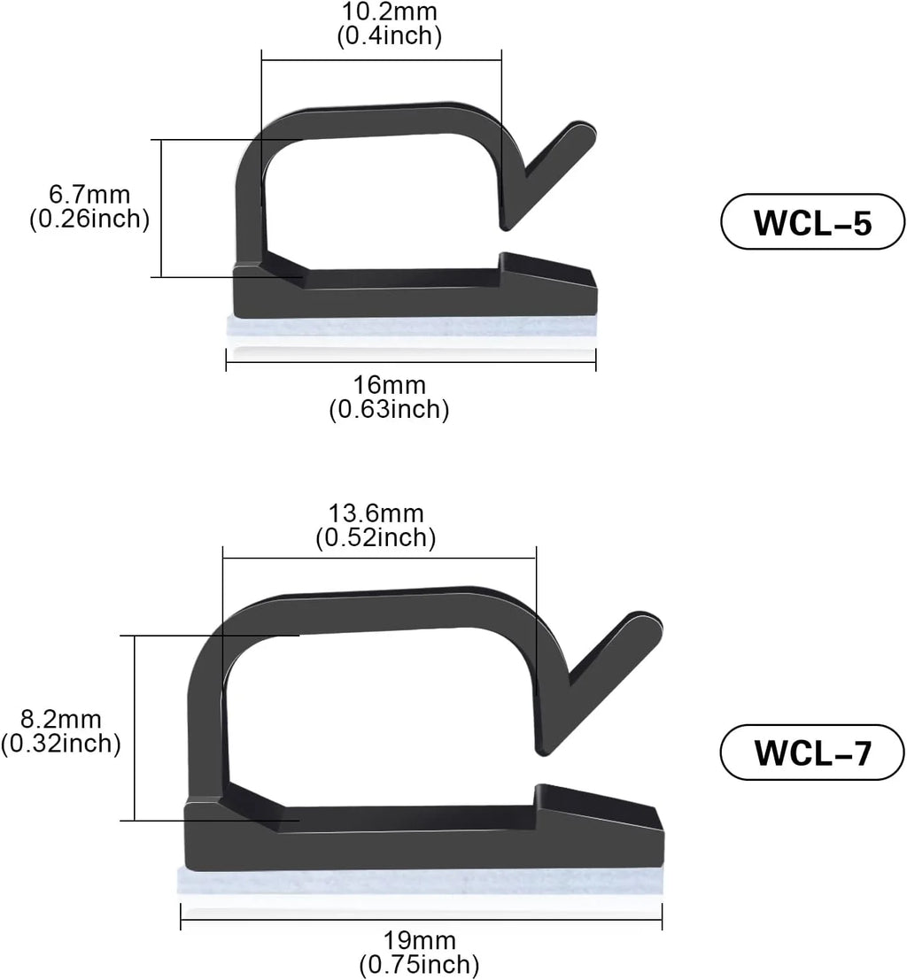 120 PCS Black Adhesive Cable Wire Clips D945
