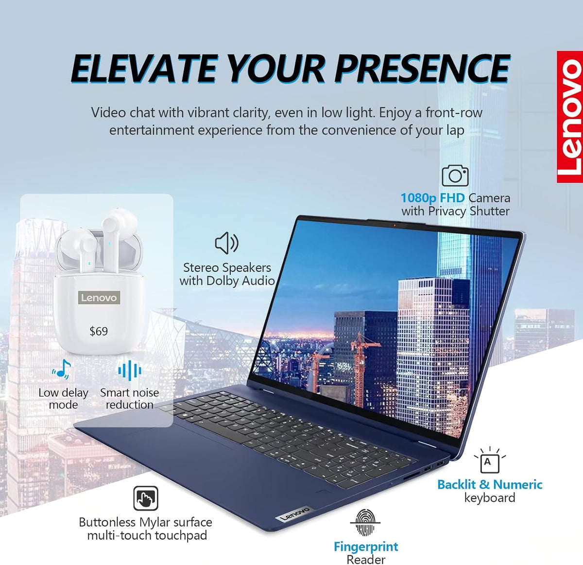 14 Inch FHD Touchscreen 2 in 1 Laptop, Intel Core i5, 16GB RAM 512GB SSD, Windows 11, Backlit Keyboard V724