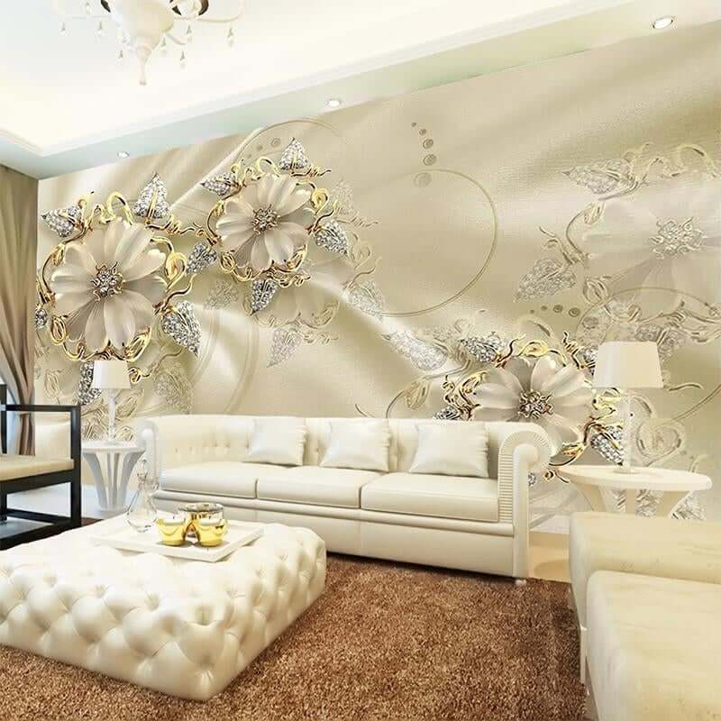 Gold Floral Wallpaper R501175