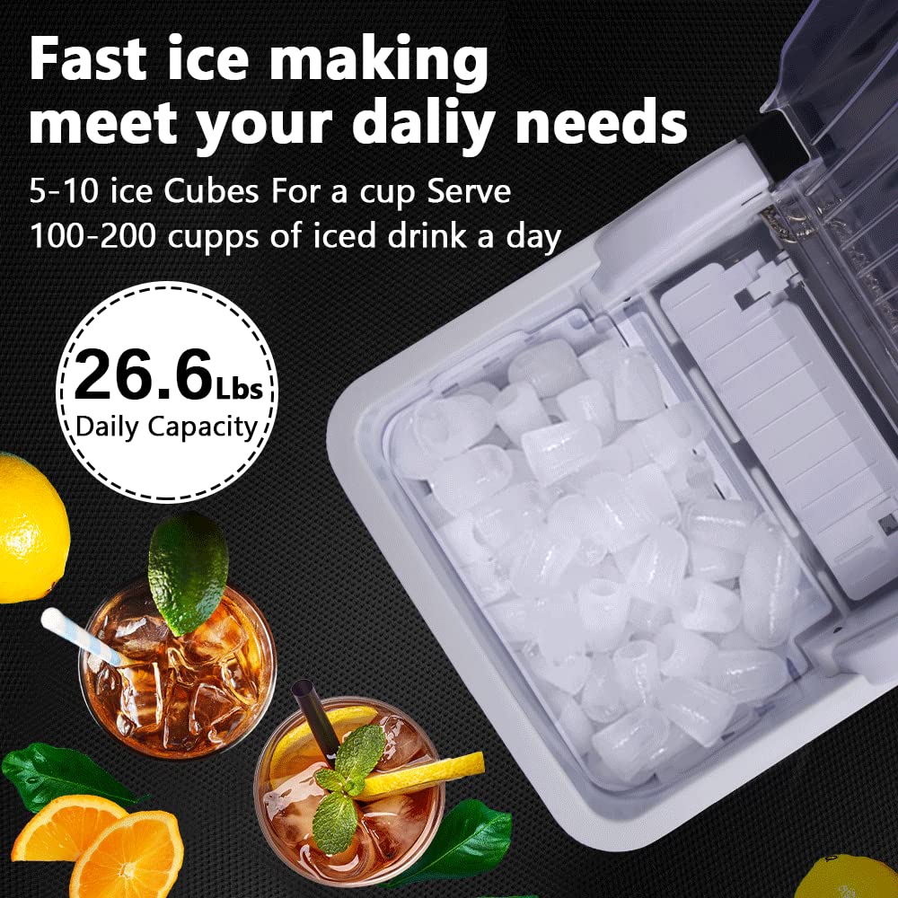 Black 26Lbs/24Hrs Portable Bullet Ice Maker with Ice Scoop/Basket L589895