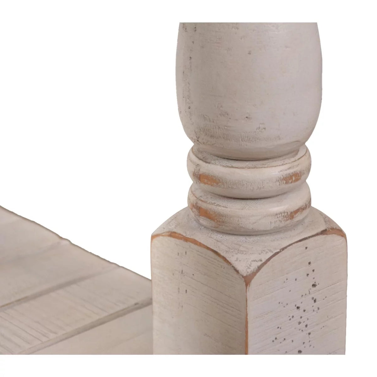 Cottage White and Brown Rectangular Wood End Table I8275