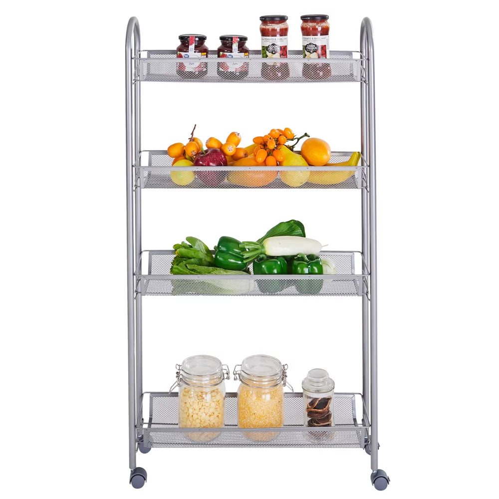4 Tier Slim Rolling Storage Cart M6487