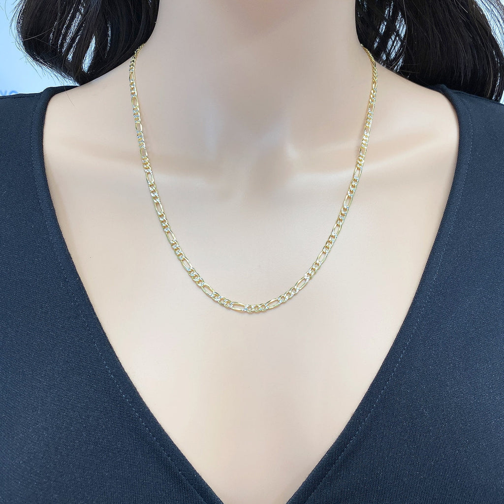 18K Gold Over Silver Diamond-Cut Figaro Chain Necklace C130981