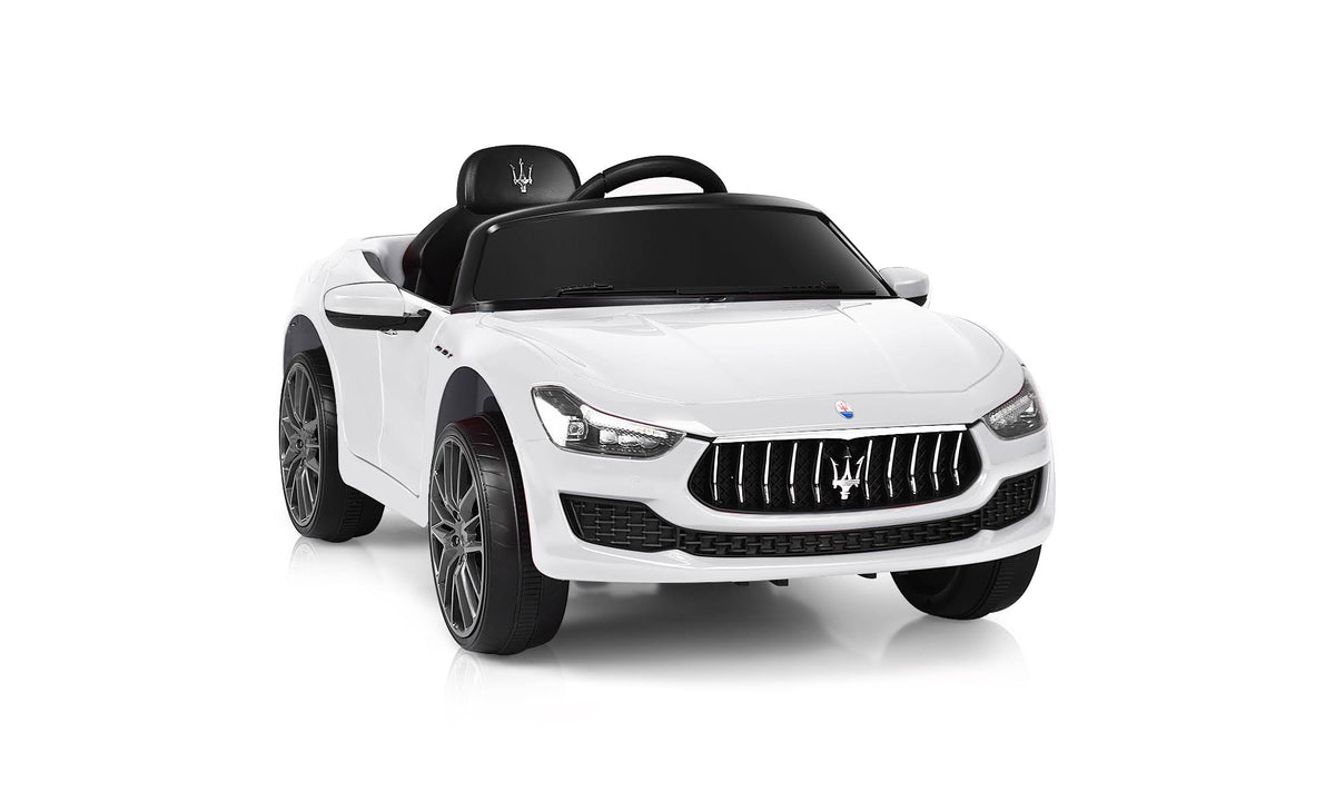12V Licensed Kids Ride on Car with RC Remote Control LED Lights White G6587