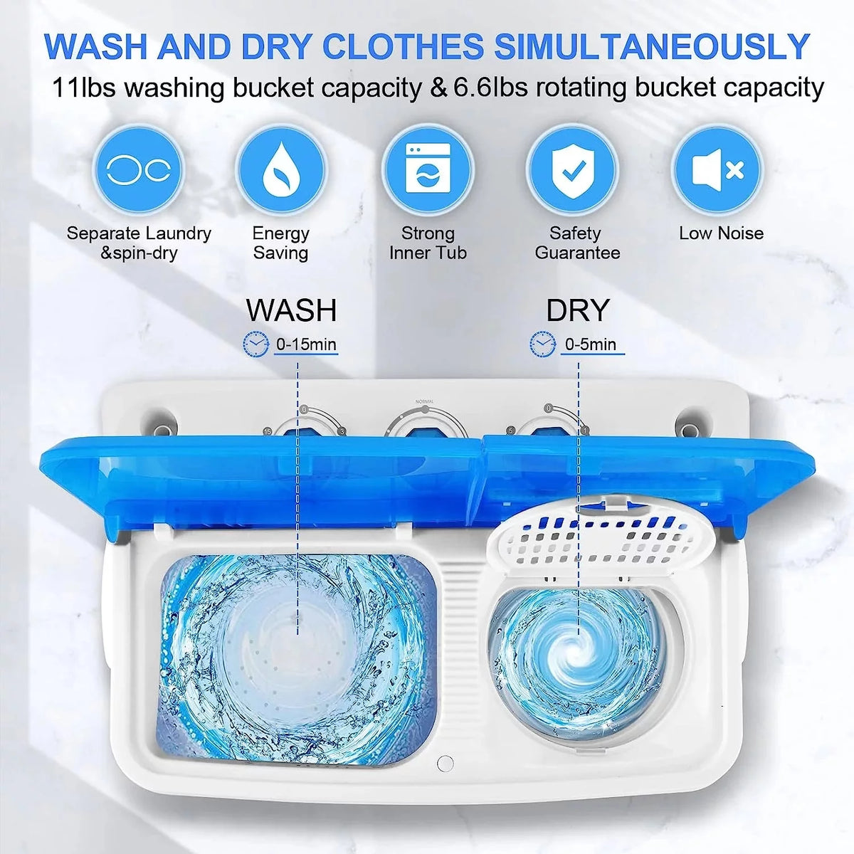 Portable 17.6lbs Twin Tub Washing Machine T37559