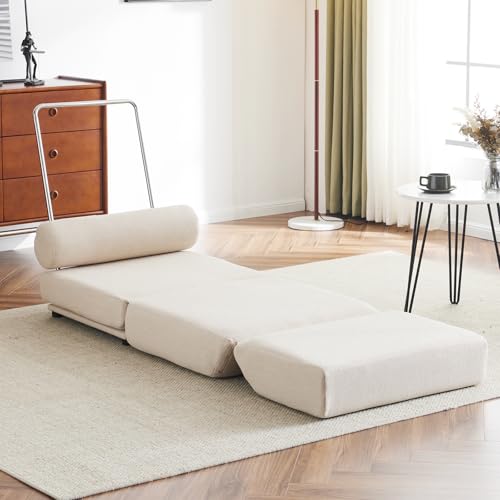 Beige Folding Sofa Bed Futon Couch Q5866