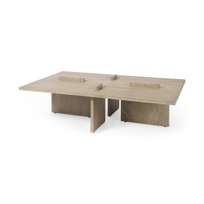 Light Brown Wood Rectangular Coffee Table X95548