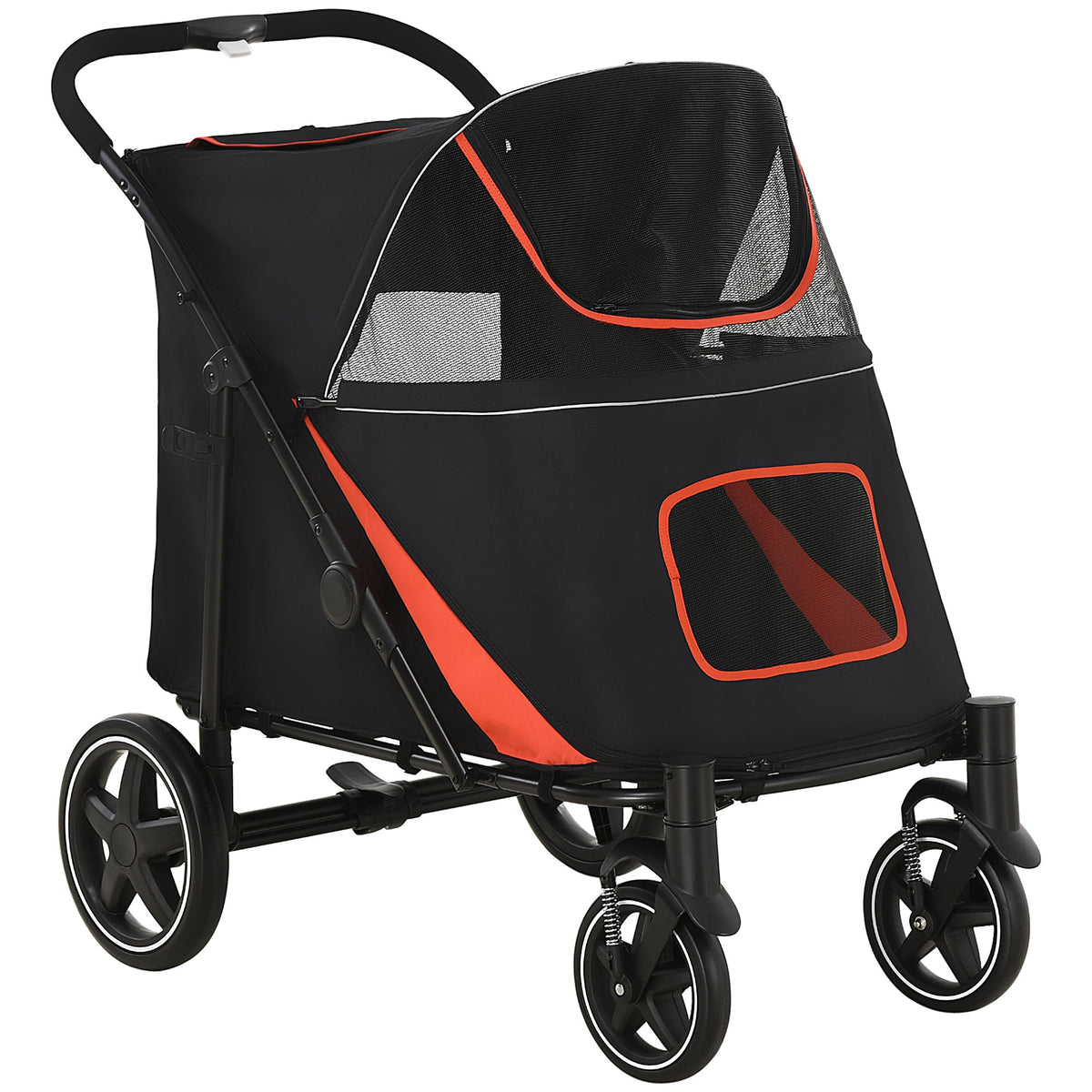 Gray Foldable Pet Stroller with 2 Safety Lashes Y122