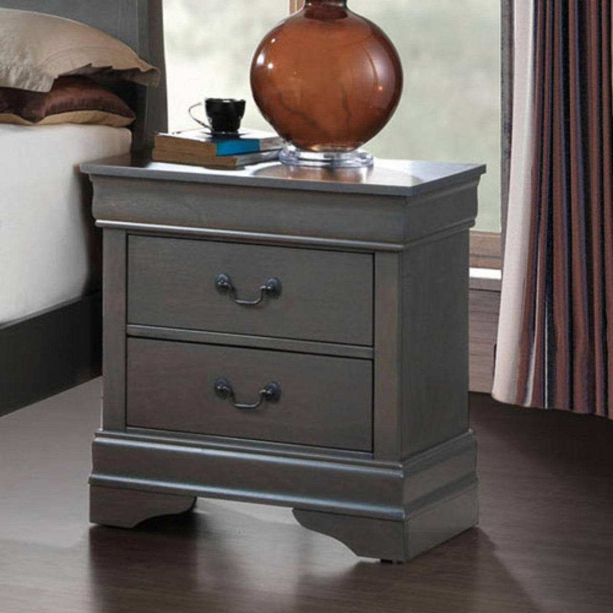 Gray 2-Drawer Nightstand G303907