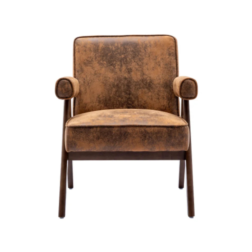 Mid-Century Modern Accent Chair with Solid Wood Armrest and Feet U780