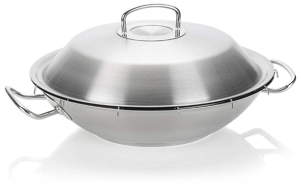 Stainless Steel Wok with Metal Lid W1214