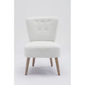 White Teddy Fabric Slipper Chair with Wooden Legs S767172
