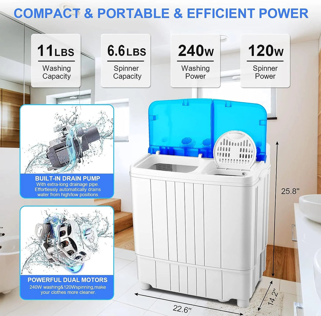 Portable 17.6lbs Twin Tub Washing Machine T37559