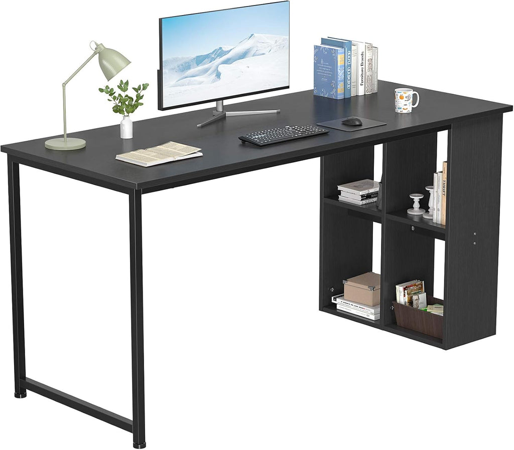 Black Computer Desk with Storage Shelves and Cabinets S785