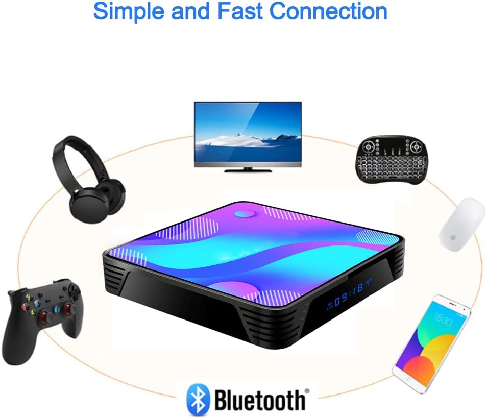 TV Box with Backlit Mini Keyboard, 4GB RAM 64GB ROM, Dual-WiFi, 4K UHD, Pack of 2 J789