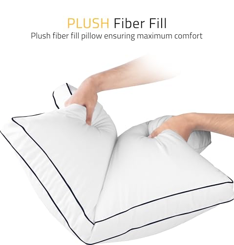 King Size White Set of 2 Gusseted Bed Pillows W647