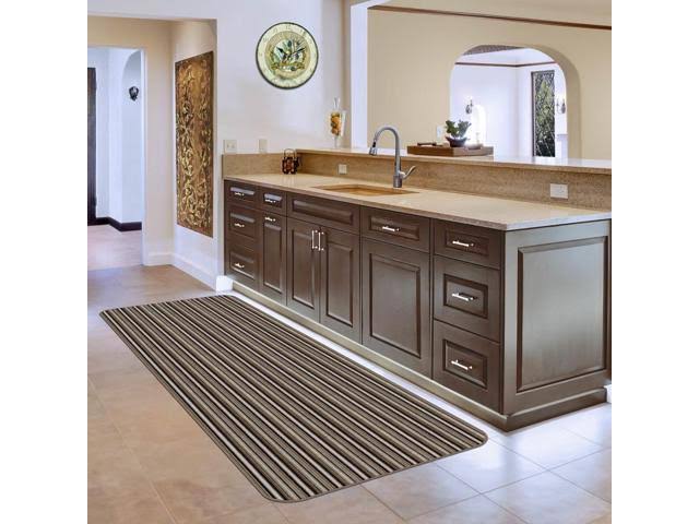 Mocha Brown Stripe Skid-Resistant Carpet Runner 8 ft. x 36 in. R255715