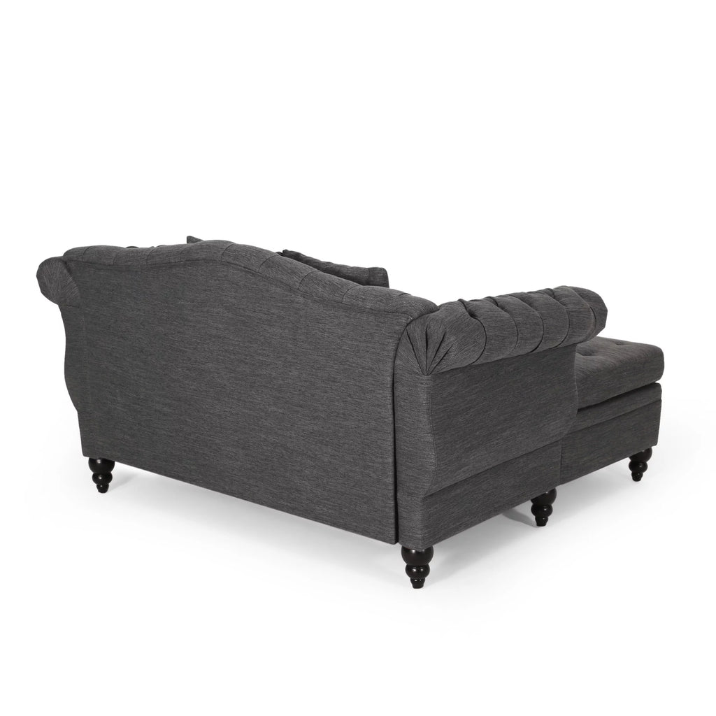 Dark Brown and Charcoal Tufted Chaise Lounge Y833140