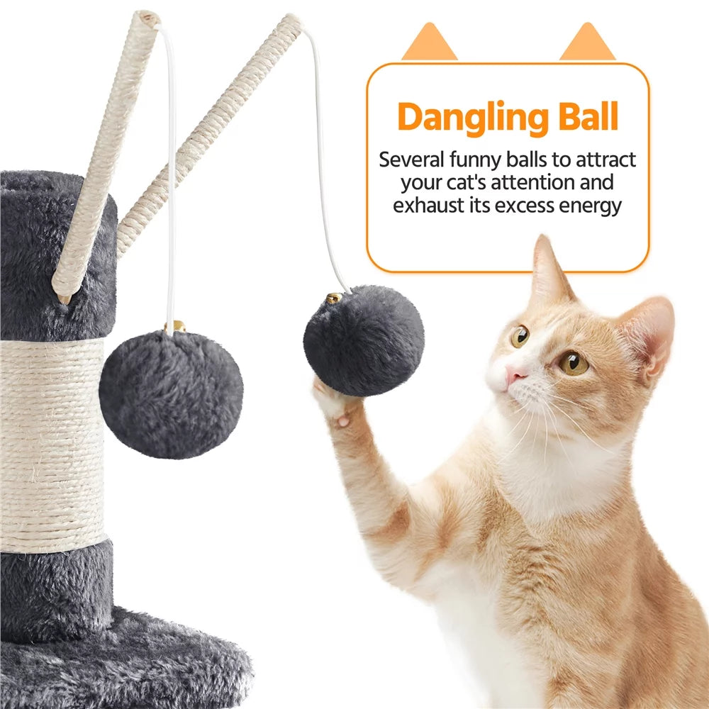 67" Multi-Level Cat Tree Tower with 2 Condos & Hammock Basket B5764