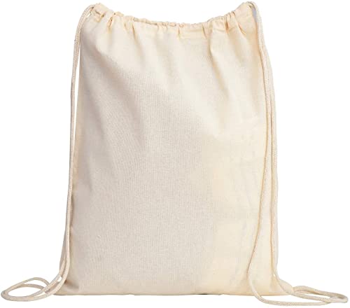 12 Pack Cotton Canvas Drawstring Backpack Bags D706
