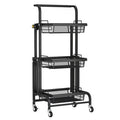 3-Tier Folding Rolling Cart Black R669127
