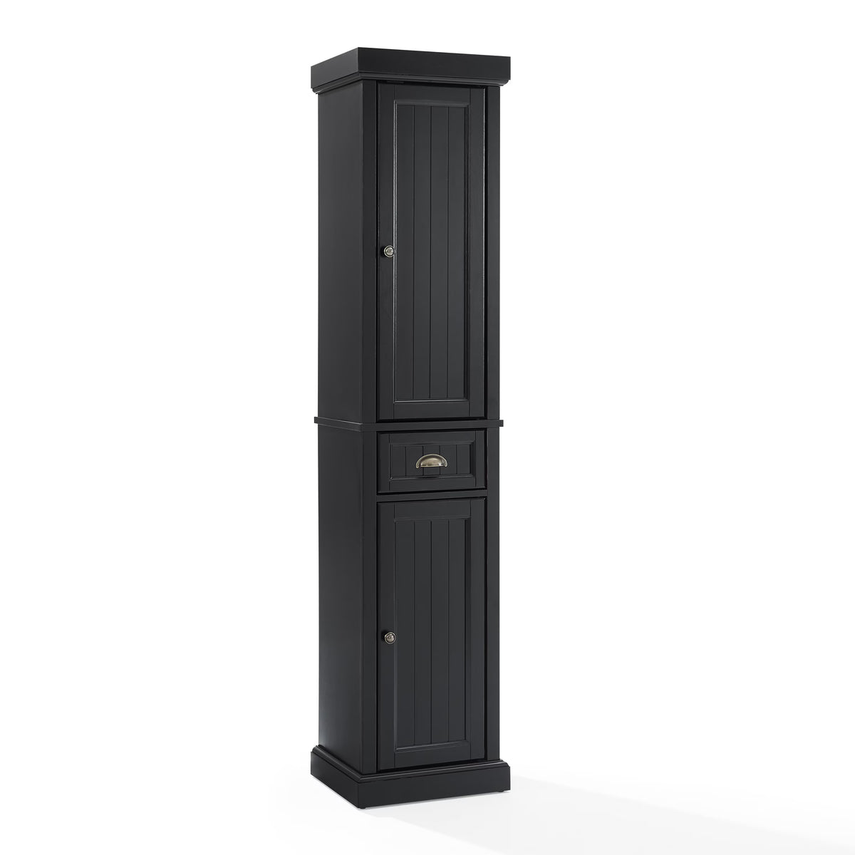 Distressed Black Wood Linen Cabinet F105537