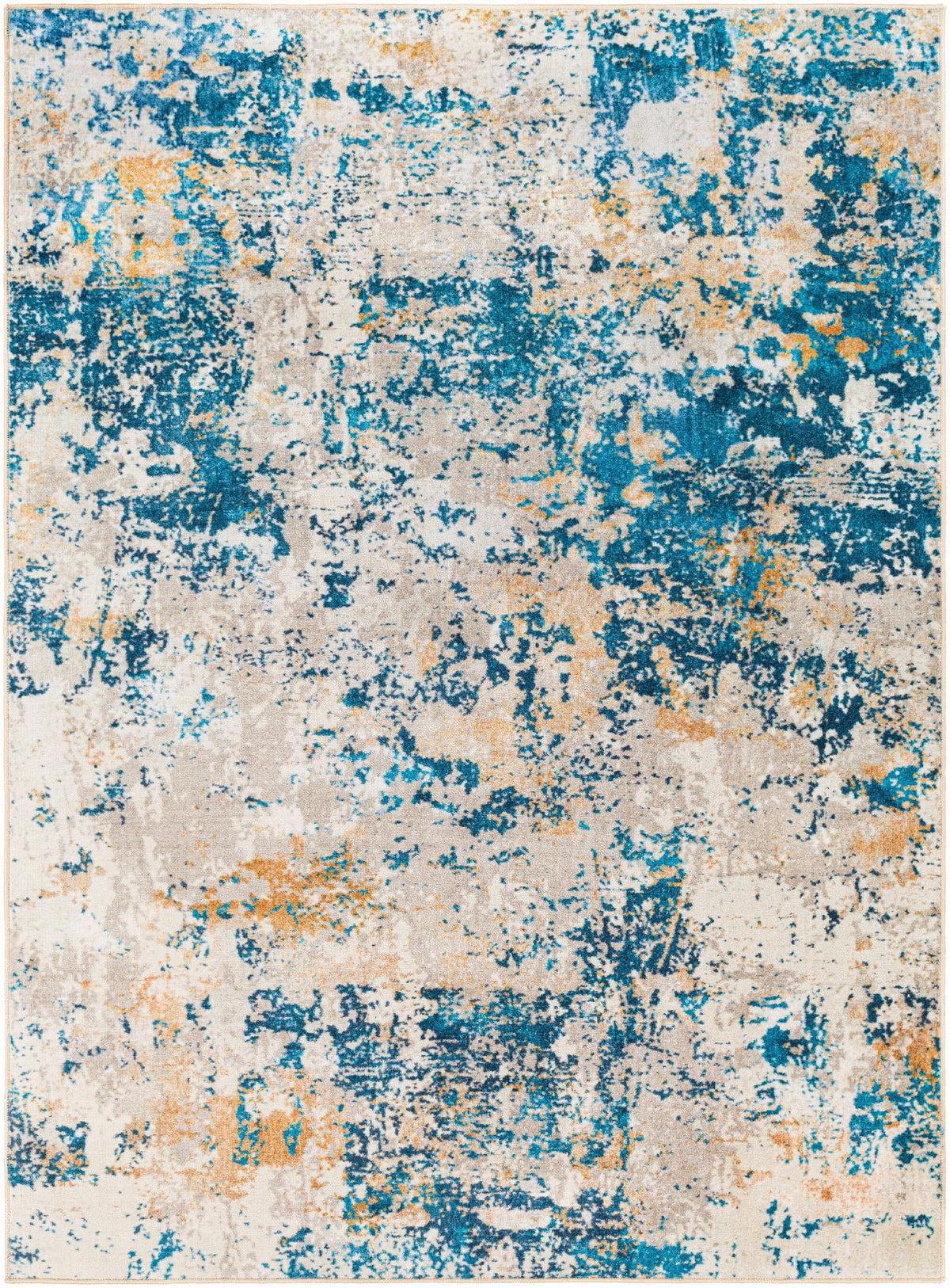 Washable 9x12 Teal Area Rug Q7739