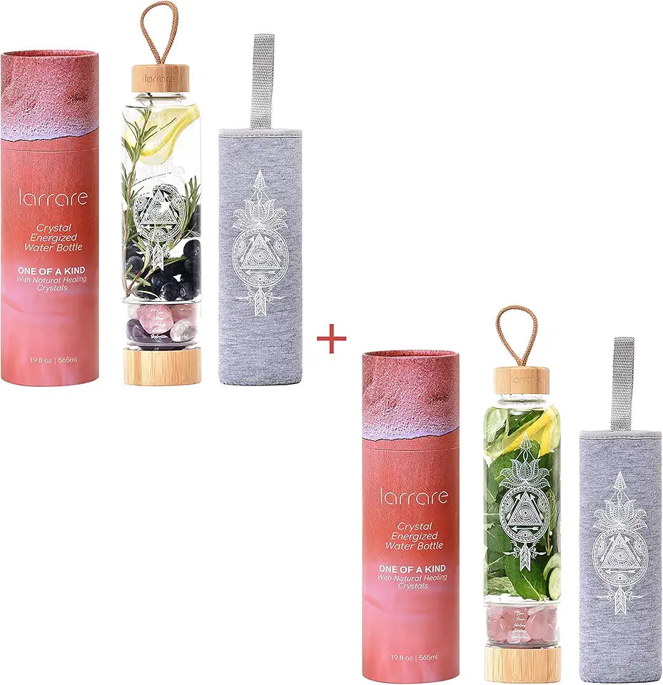 Set of 2 Crystal Water Bottles 19oz with Changeable Crystals V76144