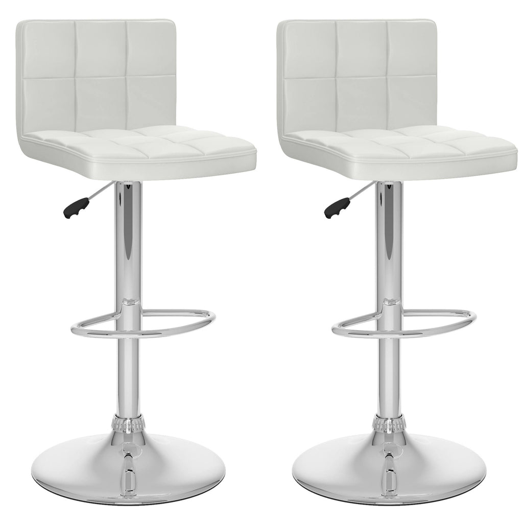 White Adjustable Leatherette Bar Stool Set of 2 M246